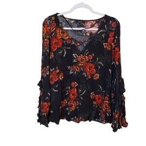 𝅺miss Me Women's LS Floral Blouse - M